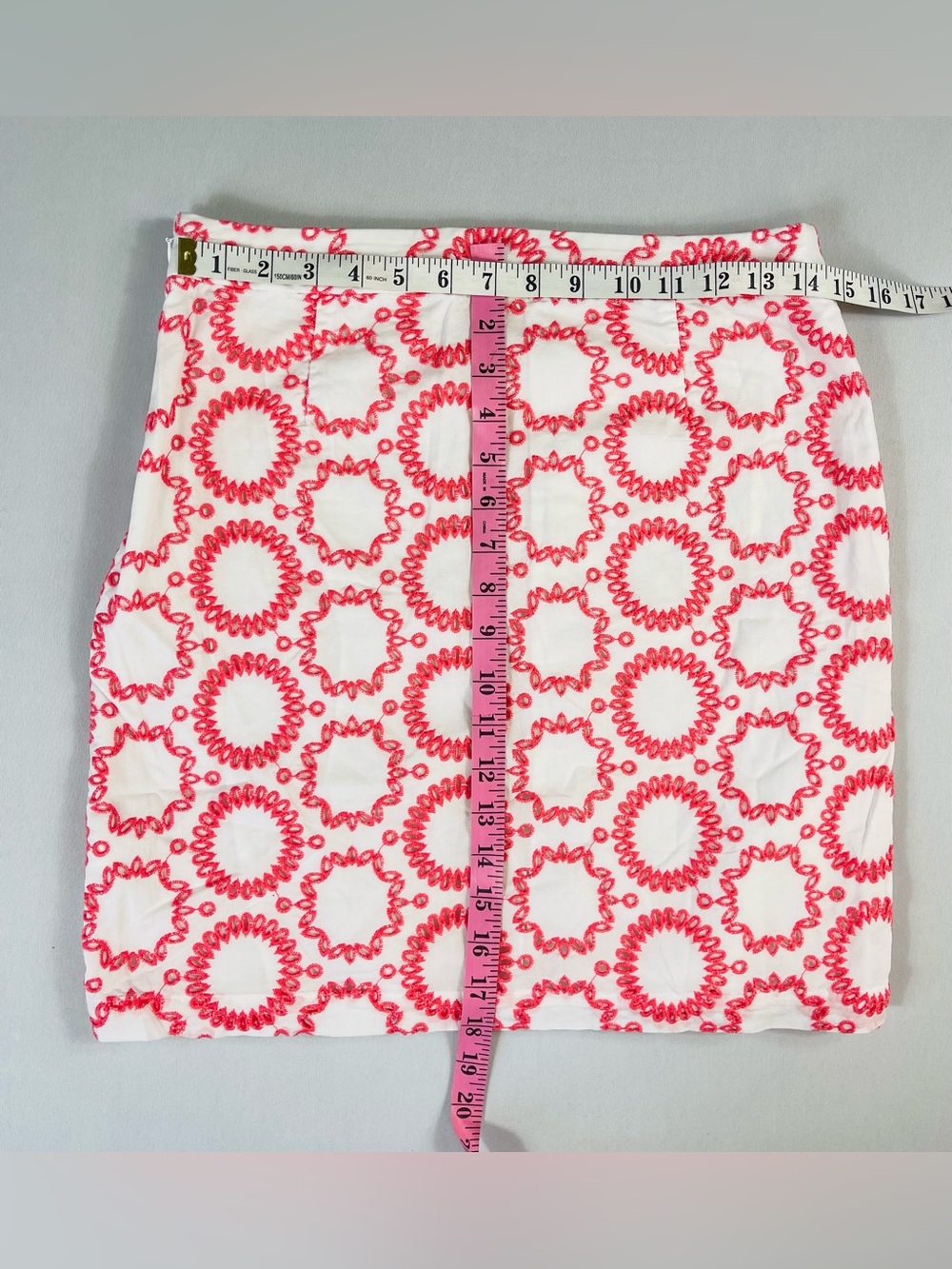 Banana Republic Women’s Milly Collection Coral-Pink White Geometric Mini Skirt 6 - Picture 3 of 5